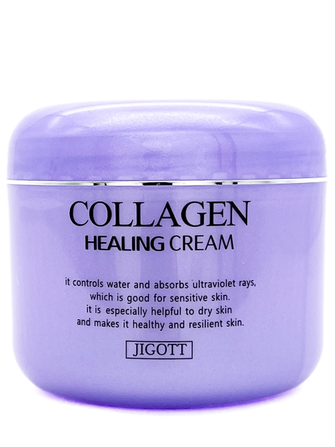Jigott Питательный ночной крем для лица с коллагеном Collagen Healing Cream, 100 мл