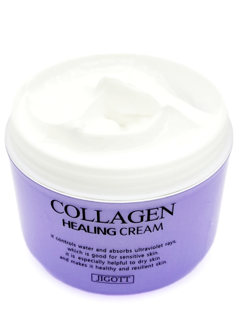 Jigott Питательный ночной крем для лица с коллагеном Collagen Healing Cream, 100 мл