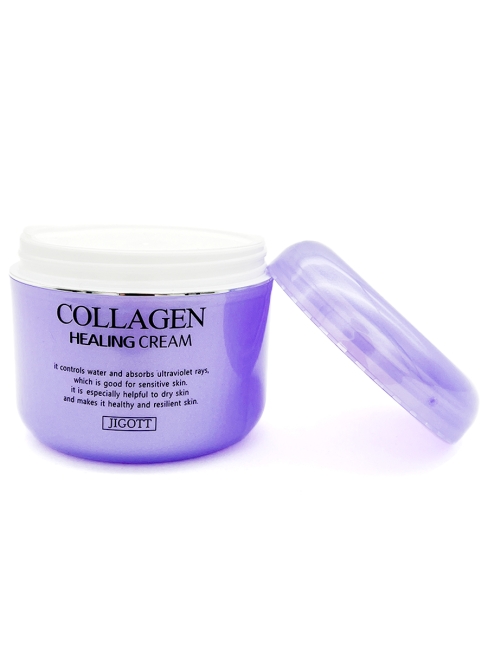 Jigott Питательный ночной крем для лица с коллагеном Collagen Healing Cream, 100 мл