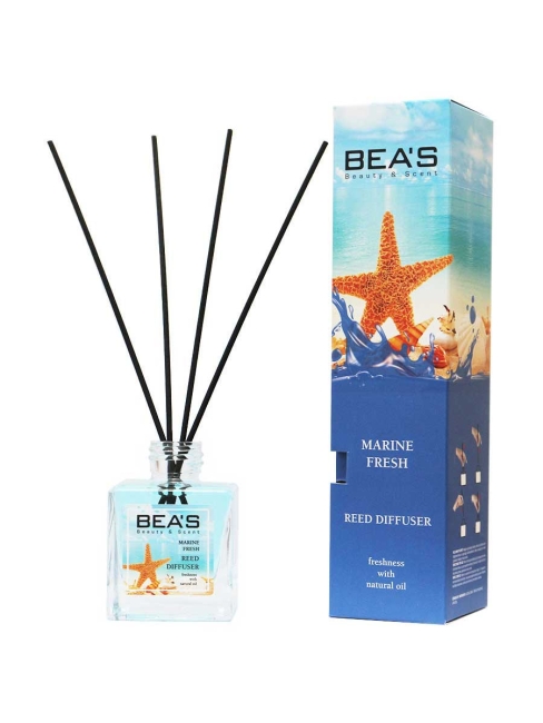 BEAS Аромадиффузор с палочками с натуральными маслами Морская свежесть Marine Fresh Reed Diffuser, 110 мл BEAS Аромадиффузор с палочками с натуральными маслами Морская свежесть Marine Fresh Reed Diffuser, 110 мл