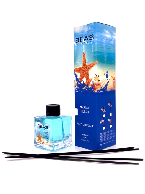 BEAS Аромадиффузор с палочками с натуральными маслами Морская свежесть Marine Fresh Reed Diffuser, 110 мл BEAS Аромадиффузор с палочками с натуральными маслами Морская свежесть Marine Fresh Reed Diffuser, 110 мл