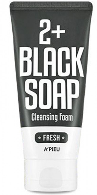 A'PIEU 2+ Cleansing Foam Black Soap Fresh Пенка-мыло с марокканской глиной для умывания, 130 мл