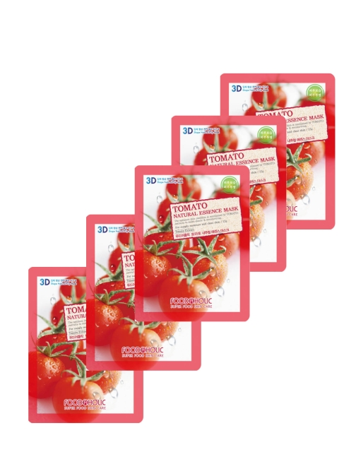 FoodaHolic Маска для лица с экстрактом томата Natural Essense Mask Tomato 3D, 5 шт*23 г