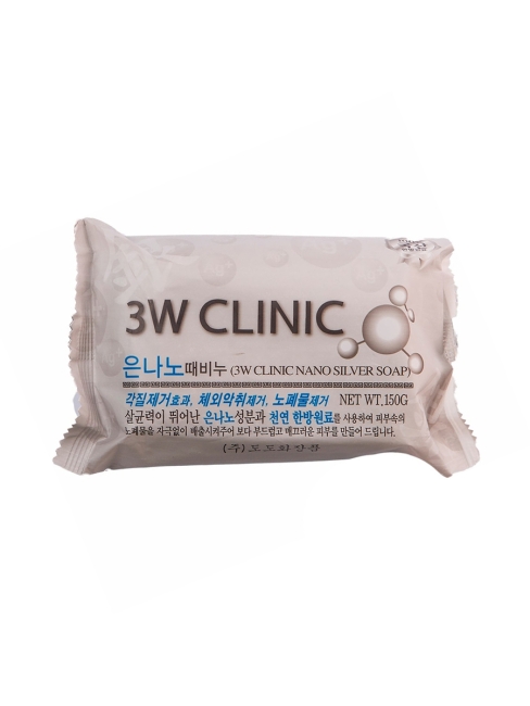 3W Clinic Мыло кусковое ионами серебра Nano Silver Soap, 150 г