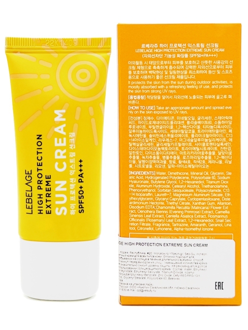 Lebelage Крем солнцезащитный с высоким фактором защиты High Protection Extreme Sun Cream SPF50+ PA+++, 30 мл