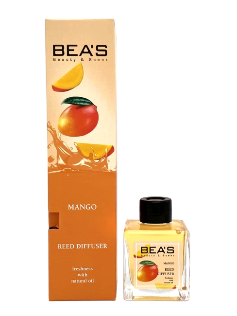 BEAS Аромадиффузор с палочками с натуральными маслами Манго Mango Reed Diffuser, 110 мл BEAS Аромадиффузор с палочками с натуральными маслами Манго Mango Reed Diffuser, 110 мл