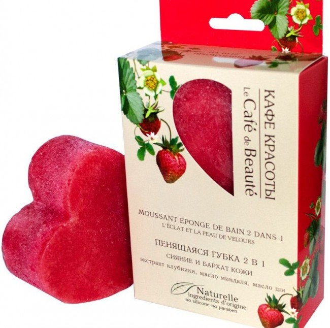 Кафе Красоты Пенящаяся губка 2 в 1 Сияние и бархат кожи (сердце) Кафе Красоты Пенящаяся губка 2 в 1 Сияние и бархат кожи (сердце)