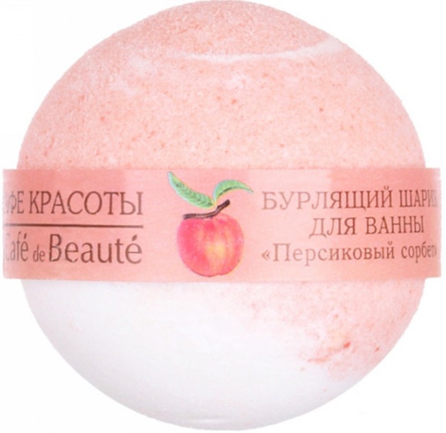 Кафе Красоты Бурлящий шарик для ванны "Персиковый сорбет сорбет", 120 г Кафе Красоты Бурлящий шарик для ванны "Персиковый сорбет сорбет", 120 г