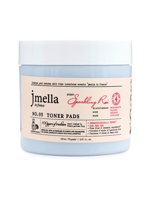 Jmella Парфюмированные тонер-пэды для лица "Сверкающая роза" N0.05 In France Sparkling Rose Toner Pads, 150 мл Jmella Парфюмированные тонер-пэды для лица "Сверкающая роза" N0.05 In France Sparkling Rose Toner Pads, 150 мл