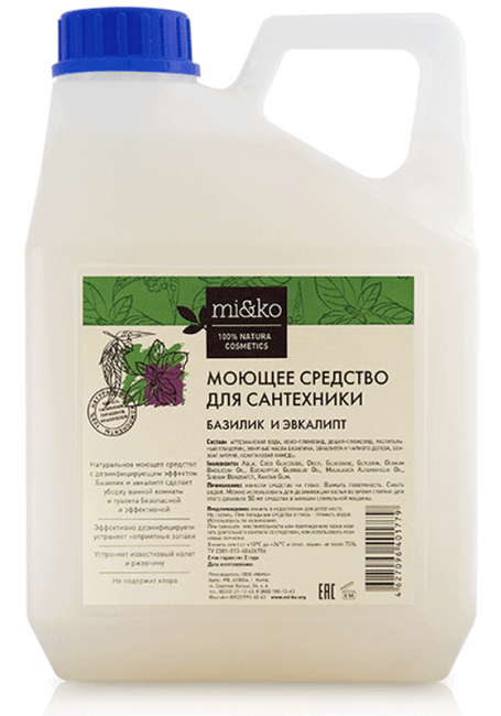 MiKo Моющее средство Базилик и эвкалипт для дезинфекции, 4 л