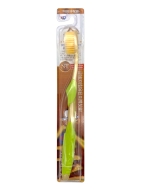 EQ MaxOn Зубная щетка со сверхтонкими щетинками двойной высоты и инновационной ручкой, с ионами золота, средней жесткости, Зеленая Nano Tehnology Green, 1 шт