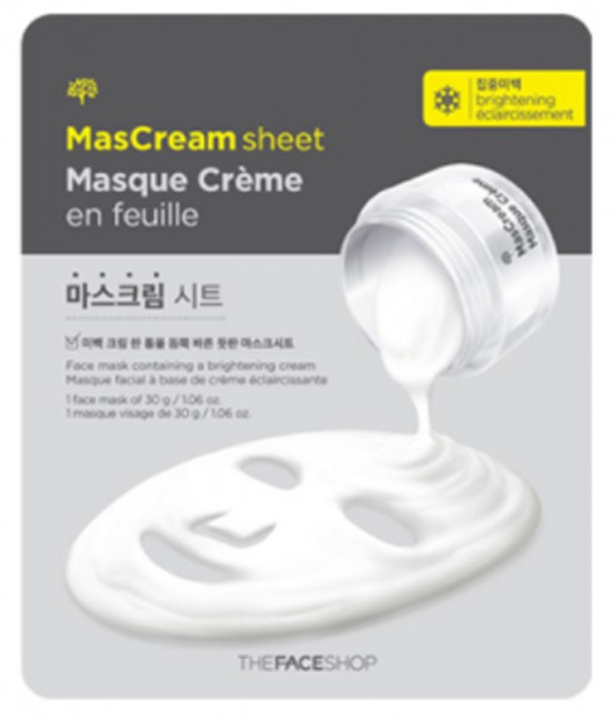 THE FACE SHOP Intense MasСream Sheet Brightening Осветляющая маска для лица тканевая, 30 г
