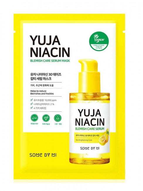 Some By Mi Осветляющая тканевая маска для лица с экстрактом юдзу YUJA NIACIN BLEMISH CARE SERUM MASK, 25 мл