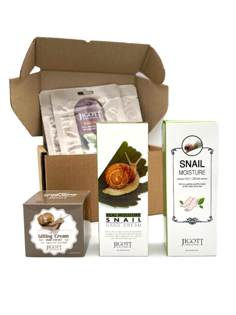 Jigott Подарочный косметический набор антовозрастной косметики Улитка, 6 предметов Jigott Подарочный косметический набор антовозрастной косметики Улитка, 6 предметов