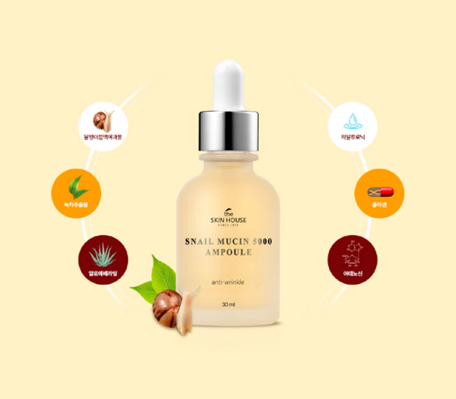 The Skin House Snail Mucin 5000 Ampoule Омолаживающая ампульная сыворотка с муцином улитки и коллагеном, 30 мл The Skin House Snail Mucin 5000 Ampoule Омолаживающая ампульная сыворотка с муцином улитки и коллагеном, 30 мл