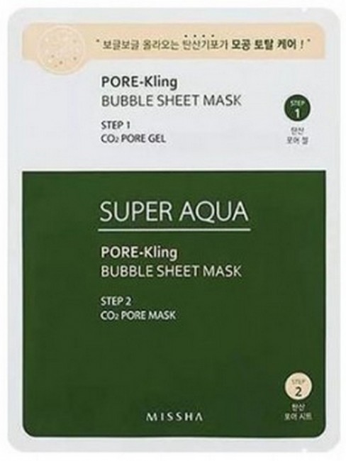 MISSHA Super Aqua Pore Kling Bubble Sheet Mask Пенная углекислородная маска, 15 г