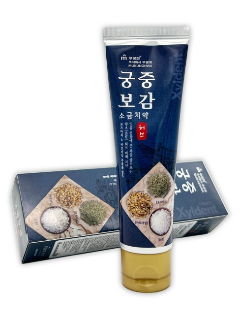 Mukunghwa Гелевая зубная паста с солью и растительными экстрактами трав с пониженным содержанием фтора Xyldent, 110 г