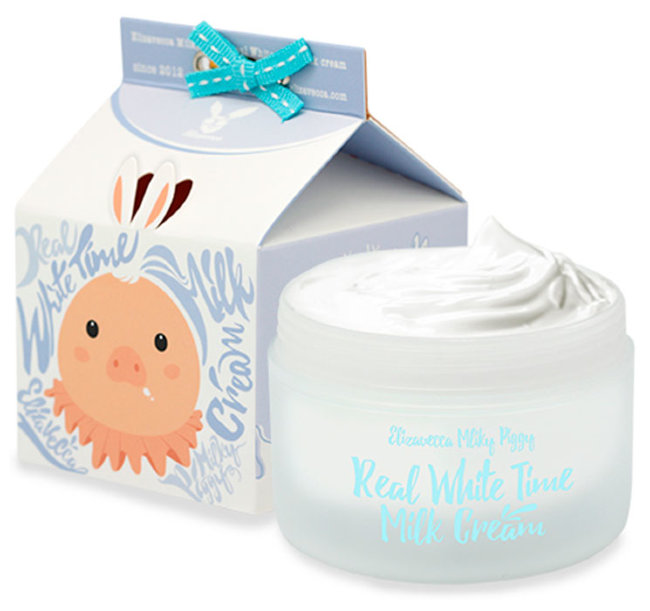 Elizavecca Real White Time Milk Cream Осветляющий крем для лица и тела с козьим молоком, 100 г