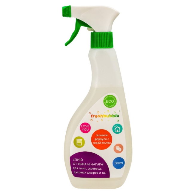 Freshbubble Универсальный спрей для кухни, удаление жира и нагара 500 мл Freshbubble Универсальный спрей для кухни, удаление жира и нагара 500 мл