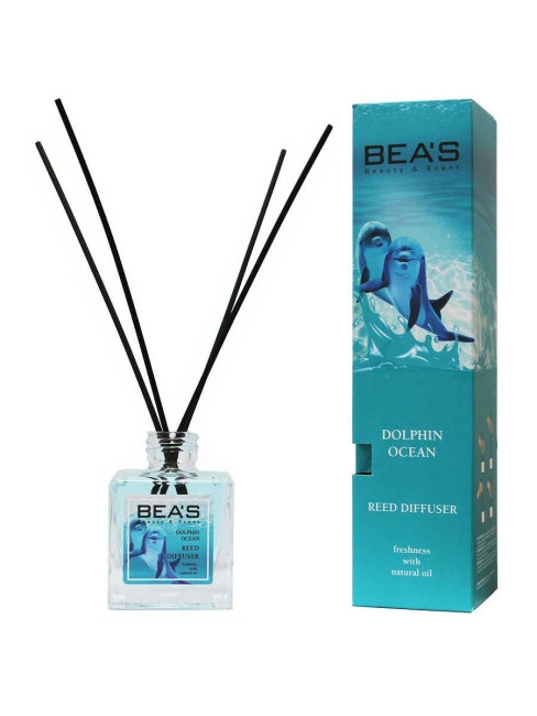 BEAS Аромадиффузор с палочками с натуральными маслами Океан Дельфинов Dolphin Ocean Reed Diffuser, 110 мл BEAS Аромадиффузор с палочками с натуральными маслами Океан Дельфинов Dolphin Ocean Reed Diffuser, 110 мл