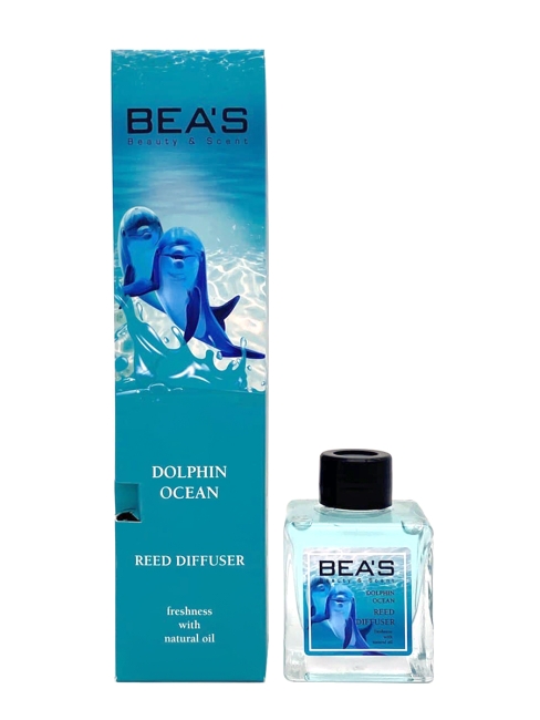 BEAS Аромадиффузор с палочками с натуральными маслами Океан Дельфинов Dolphin Ocean Reed Diffuser, 110 мл BEAS Аромадиффузор с палочками с натуральными маслами Океан Дельфинов Dolphin Ocean Reed Diffuser, 110 мл