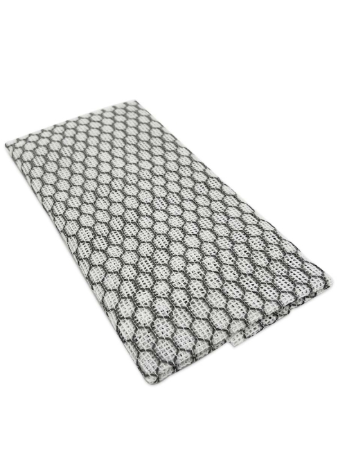 Lec Мочалка для тела мягкая с угольной нитью бело-черная (24*100 см), 1 шт