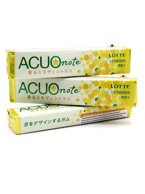 LOTTE Жевательная резинка без сахара Ароматная мимоза и цитрусовые ACUO note, 3 шт х 21 г 