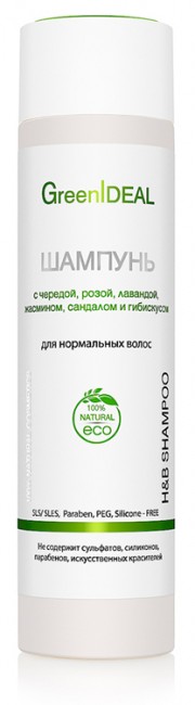GreenIdeal Шампунь для нормальных волос с чередой, розой, лавандой, жасмином, сандалом и гибискусом, 250 мл GreenIdeal Шампунь для нормальных волос с чередой, розой, лавандой, жасмином, сандалом и гибискусом, 250 мл