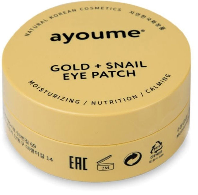 Ayoume Гидрогелевые патчи для глаз с золотом и муцином улитки Gold + Snail Eye Patch, 60 шт Ayoume Гидрогелевые патчи для глаз с золотом и муцином улитки Gold + Snail Eye Patch, 60 шт
