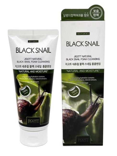 Jigott Пенка для умывания с муцином черной улитки Natural Black Snail Foam Cleansing, 180 мл Jigott Пенка для умывания с муцином черной улитки Natural Black Snail Foam Cleansing, 180 мл