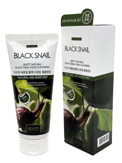 Jigott Пенка для умывания с муцином черной улитки Natural Black Snail Foam Cleansing, 180 мл Jigott Пенка для умывания с муцином черной улитки Natural Black Snail Foam Cleansing, 180 мл