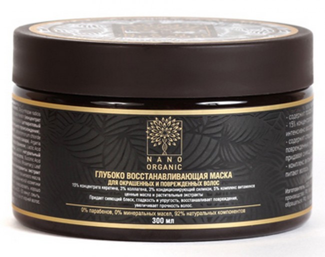 Nano Organic Глубоко восстанавливающая маска для окрашенных и поврежденных волос, 300 мл