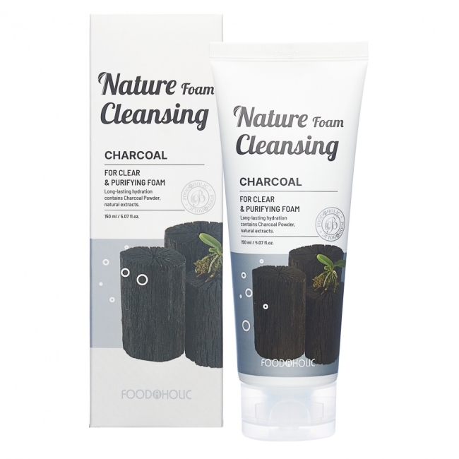 FoodaHolic Пенка для умывания увлажняющая с древесным углем Nature Foam Cleansing Charcoal, 150 мл FoodaHolic Пенка для умывания увлажняющая с древесным углем Nature Foam Cleansing Charcoal, 150 мл