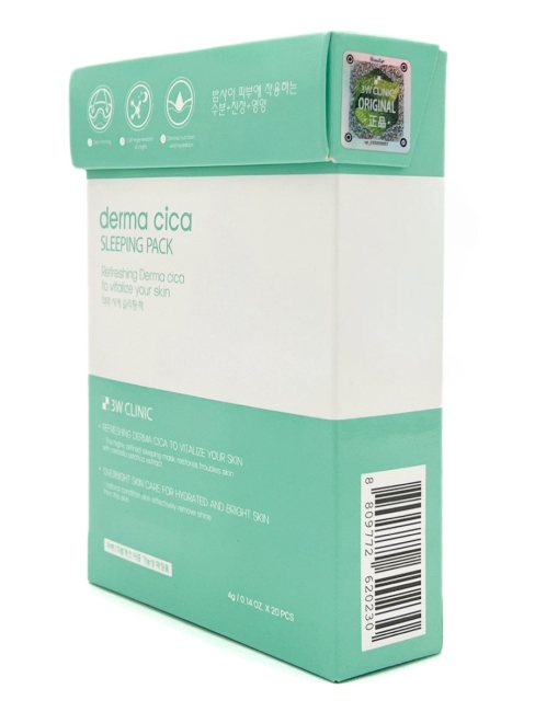 3W Clinic Ночная маска для лица с центеллой азиатской Derma Cica Sleeping Pack, 20 шт х 4 г
