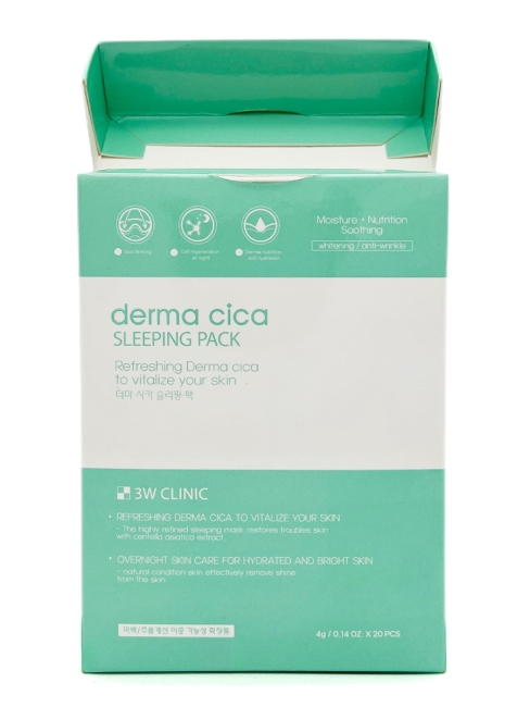 3W Clinic Ночная маска для лица с центеллой азиатской Derma Cica Sleeping Pack, 20 шт х 4 г