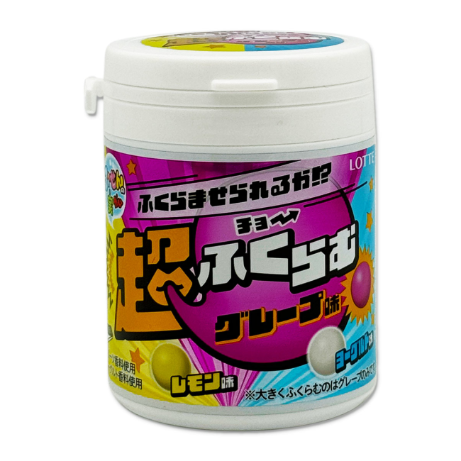 LOTTE Жевательная резинка Фруктовый микс (виноград, лимон, йогурт) Fusen no Mi Bottle Exciting Mix (54 шт), 131 г