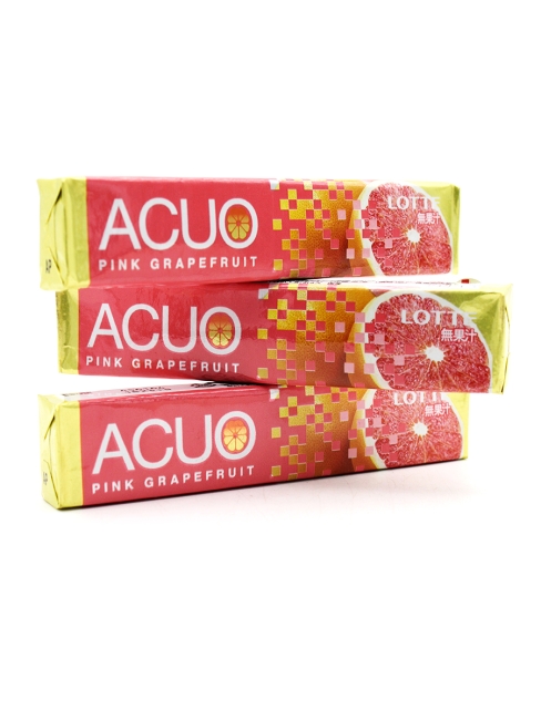 LOTTE Жевательная резинка без сахара Розовый грейпфрут ACUO Pink grapefruit, 3 шт х 21 г