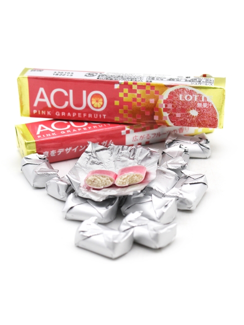 LOTTE Жевательная резинка без сахара Розовый грейпфрут ACUO Pink grapefruit, 3 шт х 21 г