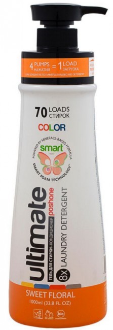 Posh One Ultimate Sweet Floral гель для стирки c кондиционером для цветного белья, 1 л Posh One Ultimate Sweet Floral гель для стирки c кондиционером для цветного белья, 1 л