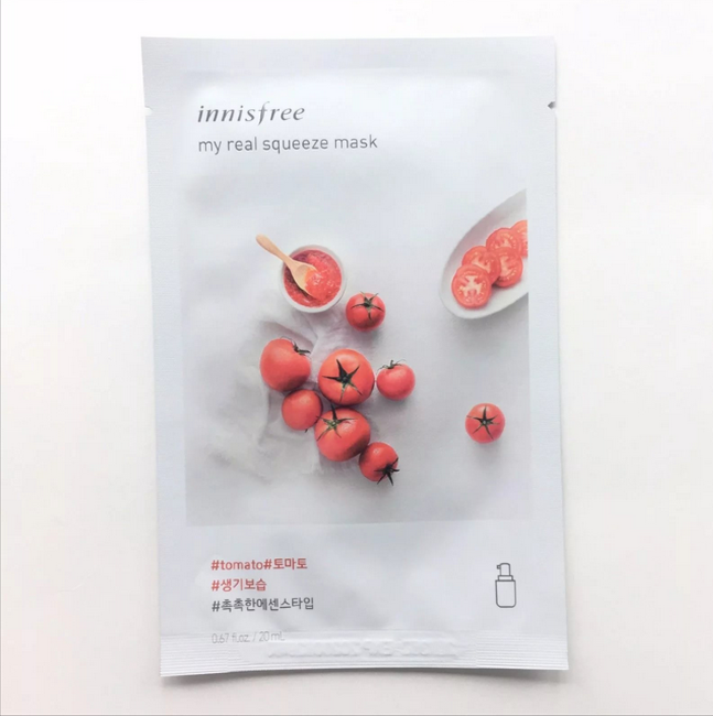 Innisfree My Real Squeeze Mask Tomato Листовая маска для лица с экстрактом томата, 20 мл Innisfree My Real Squeeze Mask Tomato Листовая маска для лица с экстрактом томата, 20 мл