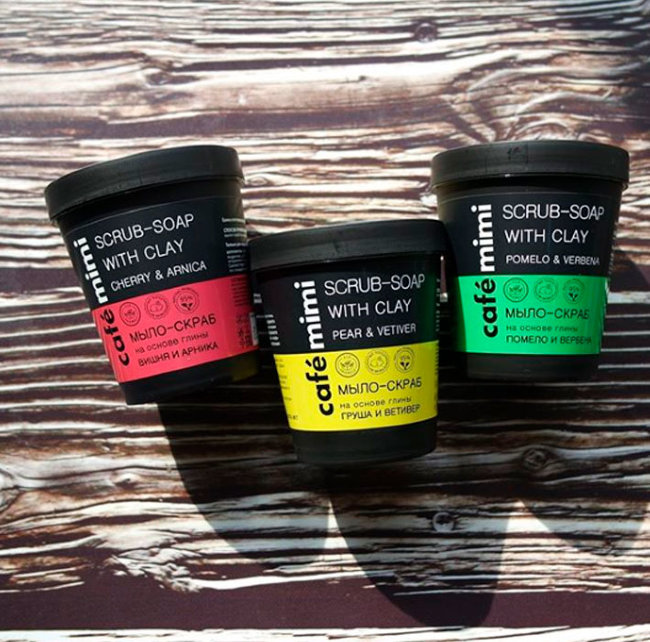 Кафе красоты Le Cafe Mimi Мыло-Скраб для тела на основе глины Вишня и Арника, 220 мл Кафе красоты Le Cafe Mimi Мыло-Скраб для тела на основе глины Вишня и Арника, 220 мл