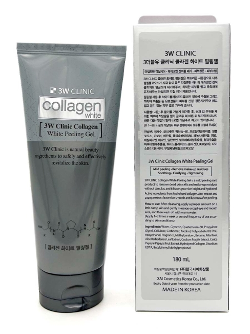 3W Clinic Осветляющий пилинг-гель с коллагеном Collagen Whitening Peeling Gel, 180 мл