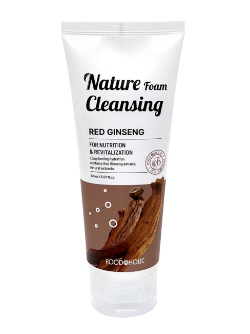 FoodaHolic Пенка для умывания увлажняющая с красным женьшенем Nature Foam Cleansing Red Ginseng, 150 мл FoodaHolic Пенка для умывания увлажняющая с красным женьшенем Nature Foam Cleansing Red Ginseng, 150 мл