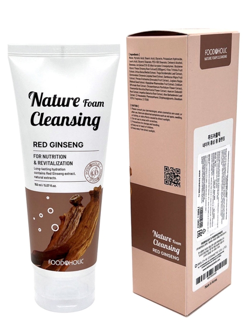FoodaHolic Пенка для умывания увлажняющая с красным женьшенем Nature Foam Cleansing Red Ginseng, 150 мл FoodaHolic Пенка для умывания увлажняющая с красным женьшенем Nature Foam Cleansing Red Ginseng, 150 мл