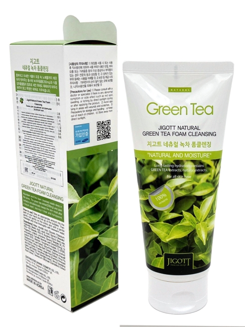Jigott Пенка для умывания с экстрактом зеленого чая Natural Green Tea Foam Cleansing, 180 мл Jigott Пенка для умывания с экстрактом зеленого чая Natural Green Tea Foam Cleansing, 180 мл