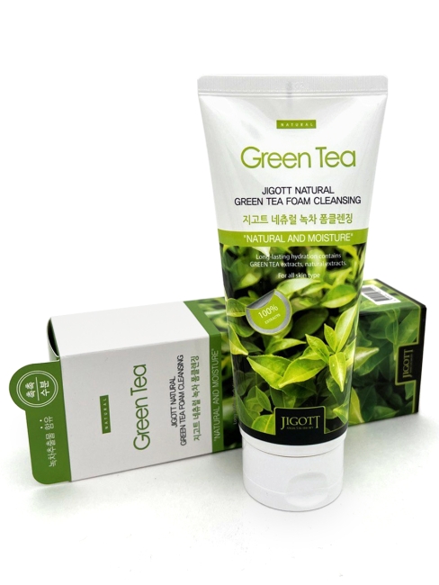 Jigott Пенка для умывания с экстрактом зеленого чая Natural Green Tea Foam Cleansing, 180 мл Jigott Пенка для умывания с экстрактом зеленого чая Natural Green Tea Foam Cleansing, 180 мл