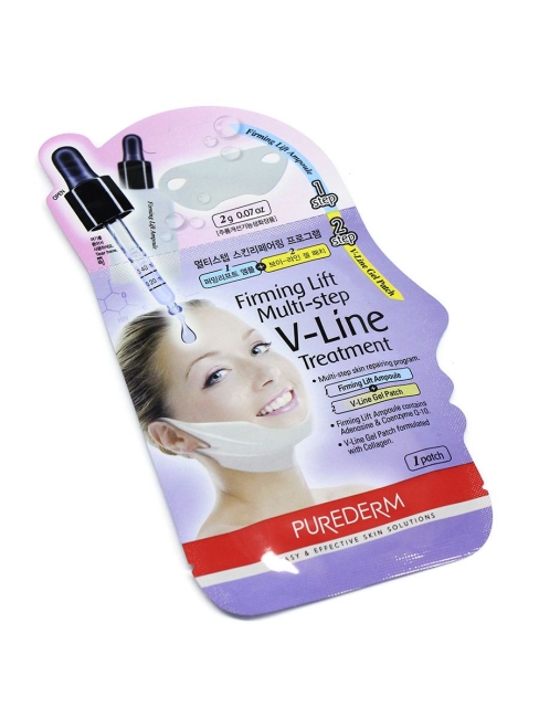 Purederm Двухшаговый комплекс для подтяжки V-линии с гелевым патчем Firming Lift Multi-Step V-Line Treatment, 1 шт Purederm Двухшаговый комплекс для подтяжки V-линии с гелевым патчем Firming Lift Multi-Step V-Line Treatment, 1 шт
