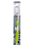 EQ MaxOn Зубная щетка со сверхтонкими щетинками двойной высоты и инновационной ручкой, с ионами серебра, средней жесткости, Зеленая Nano Tehnology Green, 1 шт.