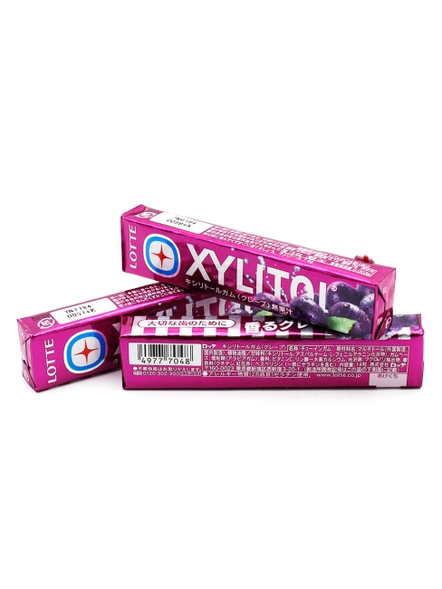 LOTTE Жевательная резинка с ксилитом Виноград Xylitol Grape, 3 шт х 21 г