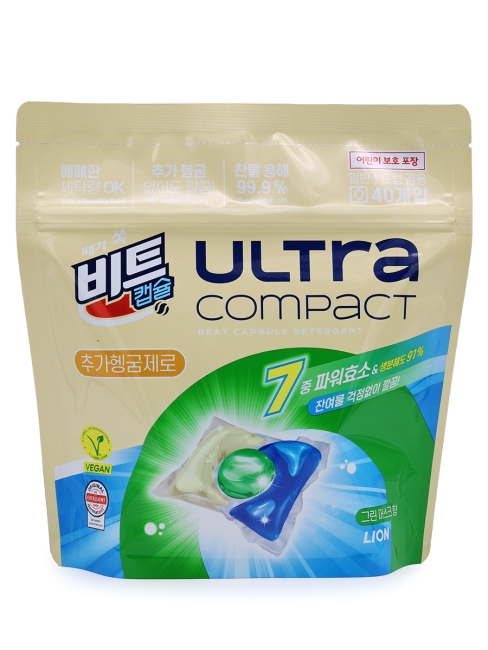 LION Капсулы для стирки с кондиционером аромат Лесные травы Ultra Compact No Added Rinsing, 40 шт x 8 г 